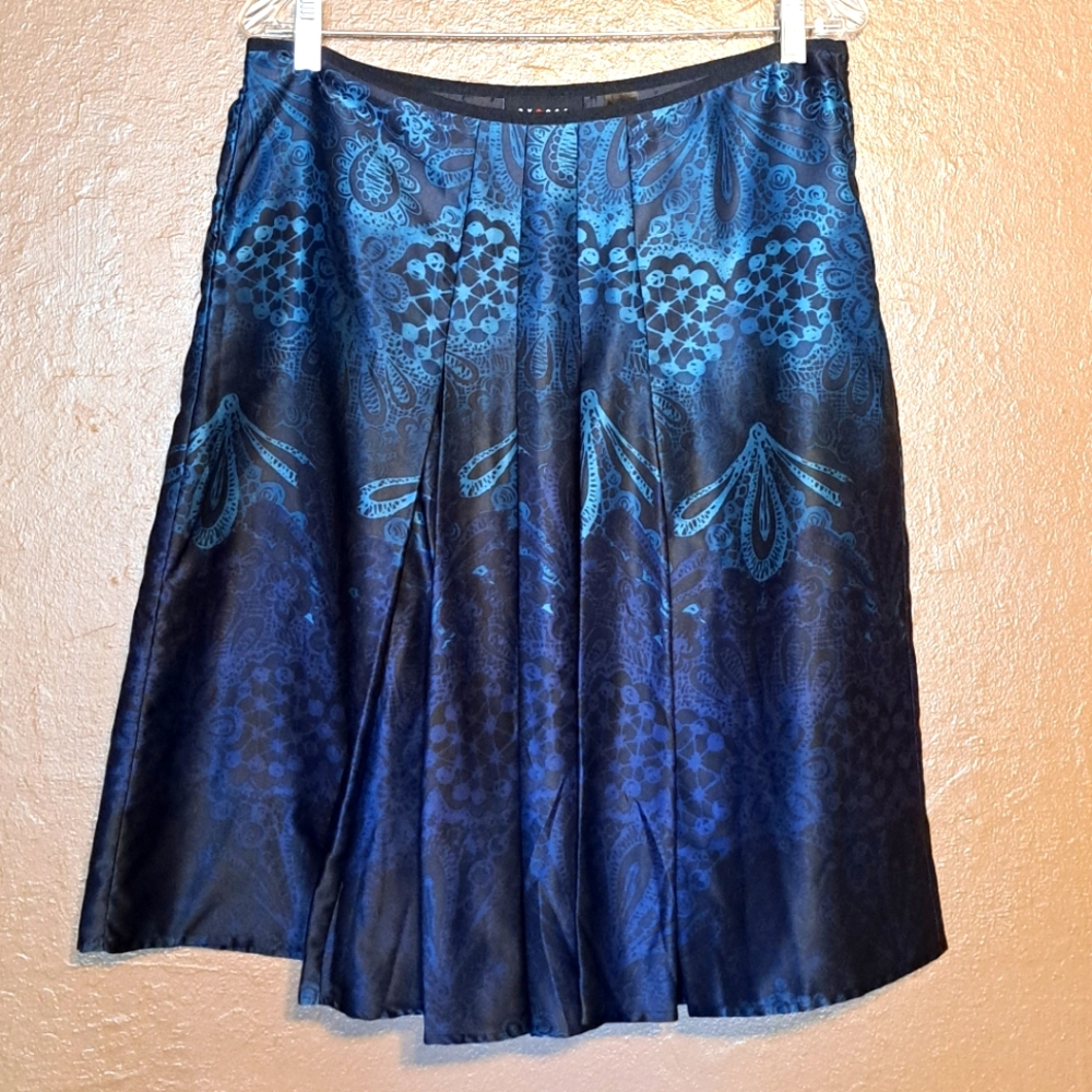 Axcess Teal And Purple Pleated A-Line Midi Skirt